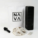 Black electronic device with NAVA branding on a white background